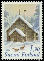 Joulupostimerkki 1989 2/2 - 1,90 mk Joulu maaseudulla (esimerkkikuva)