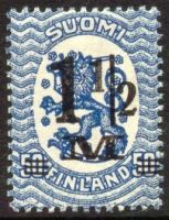Saarisen malli m17, 1½mk/50p sininen lisäpainama tyyppi II (esimerkkikuva)