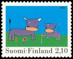 Lasten piirustuksia 3/3 - Lehmät laitumella (esimerkkikuva)