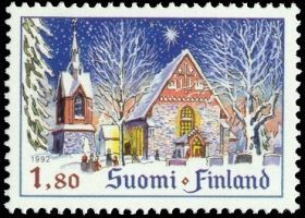 Joulupostimerkki 1992 1/2 - 1,80 mk Helsingin Pitäjän (Vantaan) kirkko (esimerkkikuva)