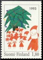 Joulupostimerkki 1993 1,80 - Joulupuu ja tontut Do (esimerkkikuva)