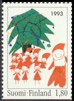 Joulupostimerkki 1993 1,80 - Joulupuu ja tontut Du (esimerkkikuva)