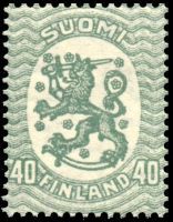 Numerokuusilo 159-6-1929 Saarisen malli m17, 40p vihreä, postitorvi W1, hammaste B (esimerkkikuva)