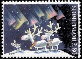 Joulupostimerkki 1996 2/3 - Revontulet (esimerkkikuva)