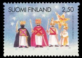 Christmas stamp 2000 1/2 - 2,50mk Costumed Star boys carol singers. (sample image)