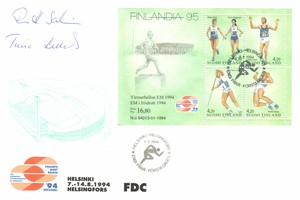 Finlandia 95 Yleisurheilun EM FDC nimikirjoituksin (esimerkkikuva)