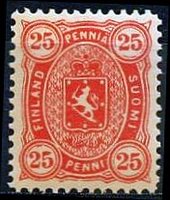 Jälkipainama 1892 (vaakuna M1875) 25p karmiini 12½ (esimerkkikuva)