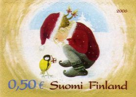 Joulupostimerkki 2006 1/2 - 0,50 Tyttö ja talitintti (esimerkkikuva)
