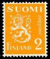 Numerokuusilo 591-12-1943 Leijonamalli m30 2mk keltainen (esimerkkikuva)