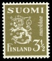 Numerokuusilo 648-2-1945 Leijonamalli m30 3 1/2mk oliivin vihreä (esimerkkikuva)