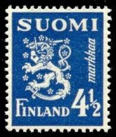 Numerokuusilo 518-9-1942 Leijonamalli m30 4 ½mk tummansininen (esimerkkikuva)