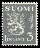 Numerokuusilo 751-6-1947 Leijonamalli m30 3mk harmaa (esimerkkikuva)