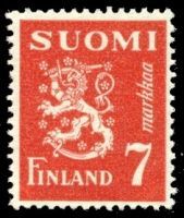 Numerokuusilo 890-11-1950 Leijonamalli m30 7mk punainen (esimerkkikuva)