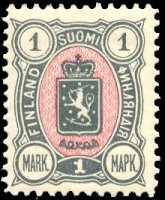 Vaakunamalli 1889 - 1mk harmaa/rosa (esimerkkikuva)