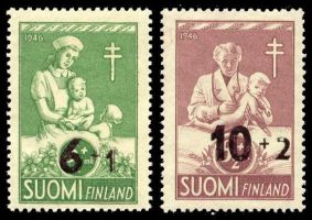 Tuberkuloosi 1947 Lisäpainamalla FDC (esimerkkikuva)