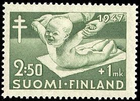 Tuberkuloosi 1947 1/5 - 2,50+1mk vihreä (esimerkkikuva)