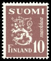 Numerokuusilo 889-11-1950 Leijonamalli m30 10mk rusk. violetti (esimerkkikuva)