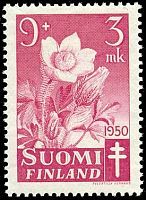 Tuberkuloosi 1950 2/3 - 9mk + 3mk Kangasvuokko (esimerkkikuva)