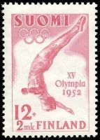 XV. Olympialaiset, Helsinki, 1952 1/4 - 12mk+2mk Uimahyppääjä (esimerkkikuva)