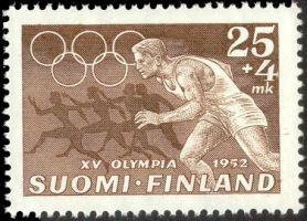 XV. Olympialaiset, Helsinki, 1952 4/4 - 25mk+4mk Juoksu (esimerkkikuva)