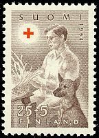 Punainen Risti 1954 3/3 - 25mk + 5mk Sokeainhuolto (esimerkkikuva)