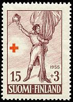 Punainen Risti 1955 - 2/3 J. Z. Duncker pitelee lippua (esimerkkikuva)