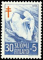Tuberkuloosi 1956 3/3 - 30mk + 5mk Kyhmyjoutsen (esimerkkikuva)