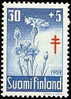 Tuberkuloosi 1959 3/3 - 30mk + 5mk Ruiskaunokki (esimerkkikuva)