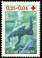 Punainen Risti 1966 2/3 - 0,25 mk + 0,04mk Sukeltaja (esimerkkikuva)