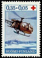 Punainen Risti 1966 3/3 - 0,35 mk + 0,05mk Pelastushelikopteri (esimerkkikuva)