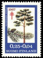 Tuberkuloosi 1967 2/3 - 0,25 + 0,04mk Mänty (esimerkkikuva)