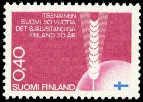 Itsenäinen Suomi 50 vuotta 3/3 0,40mk (esimerkkikuva)