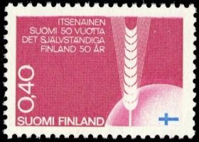 Itsenäinen Suomi 50 vuotta 3/3 0,40 mk (esimerkkikuva)