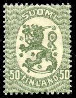 Numerokuusilo 167-10-1929 Saarisen malli m17, 50p vihreä ilman vesileimaa, B hammaste VP (esimerkkikuva)