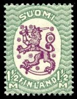 Numerokuusilo 170-11-1929 Saarisen malli m17, 1 1/2mk vihr/lila ilman vesileimaa, A VP (esimerkkikuva)