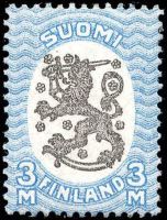 Coat of arms lion type m17, 3mk light blue/black without wm (sample image)