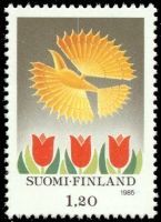 Christmas stamp 1985 2/2 Bird, tulips (sample image)