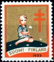 Christmas Seal 1933 Child with flowers (sample image)