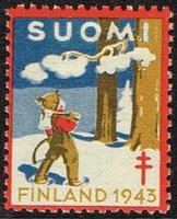 Joulumerkki 1943 Motinhakkaajapoika (esimerkkikuva)