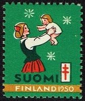 Joulumerkki 1950 Äiti ja lapsi (esimerkkikuva)