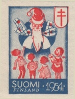 Joulumerkki 1954 Joulupukki (hammastamaton pari) (esimerkkikuva)