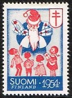 Joulumerkki 1954 Joulupukki (esimerkkikuva)