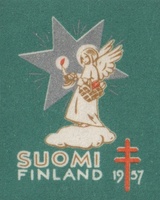Joulumerkki 1957 Enkeli (hammastamaton pari) (esimerkkikuva)
