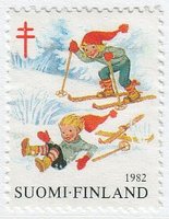 Joulumerkki 1982 Tonttujen mäenlasku 4/5 (esimerkkikuva)