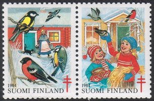 Joulumerkki 1984 Talvilintuja (pari) (esimerkkikuva)