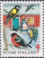 Joulumerkki 1984 Talvilintuja 1/2 (esimerkkikuva)