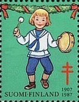 Joulumerkki 1987 Joulumerkki 80 vuotta - soittajat 6/10 (esimerkkikuva)