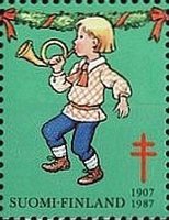 Joulumerkki 1987 Joulumerkki 80 vuotta - soittajat 9/10 (esimerkkikuva)