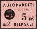 1949/50 Autopakettimerkki 5 mk W1 (esimerkkikuva)