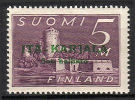 Itä-Karjala 5 mk Savonlinna, lisäpainama tummanvihreällä (esimerkkikuva)
